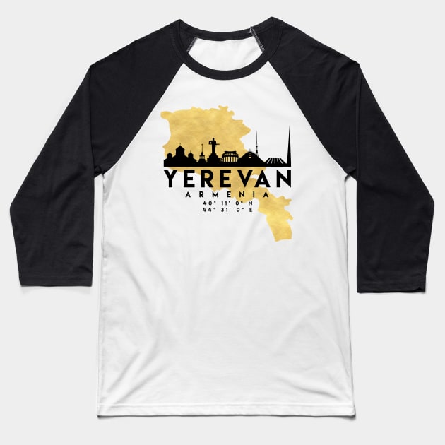 Yerevan Armenia Skyline Map Art Baseball T-Shirt by deificusArt